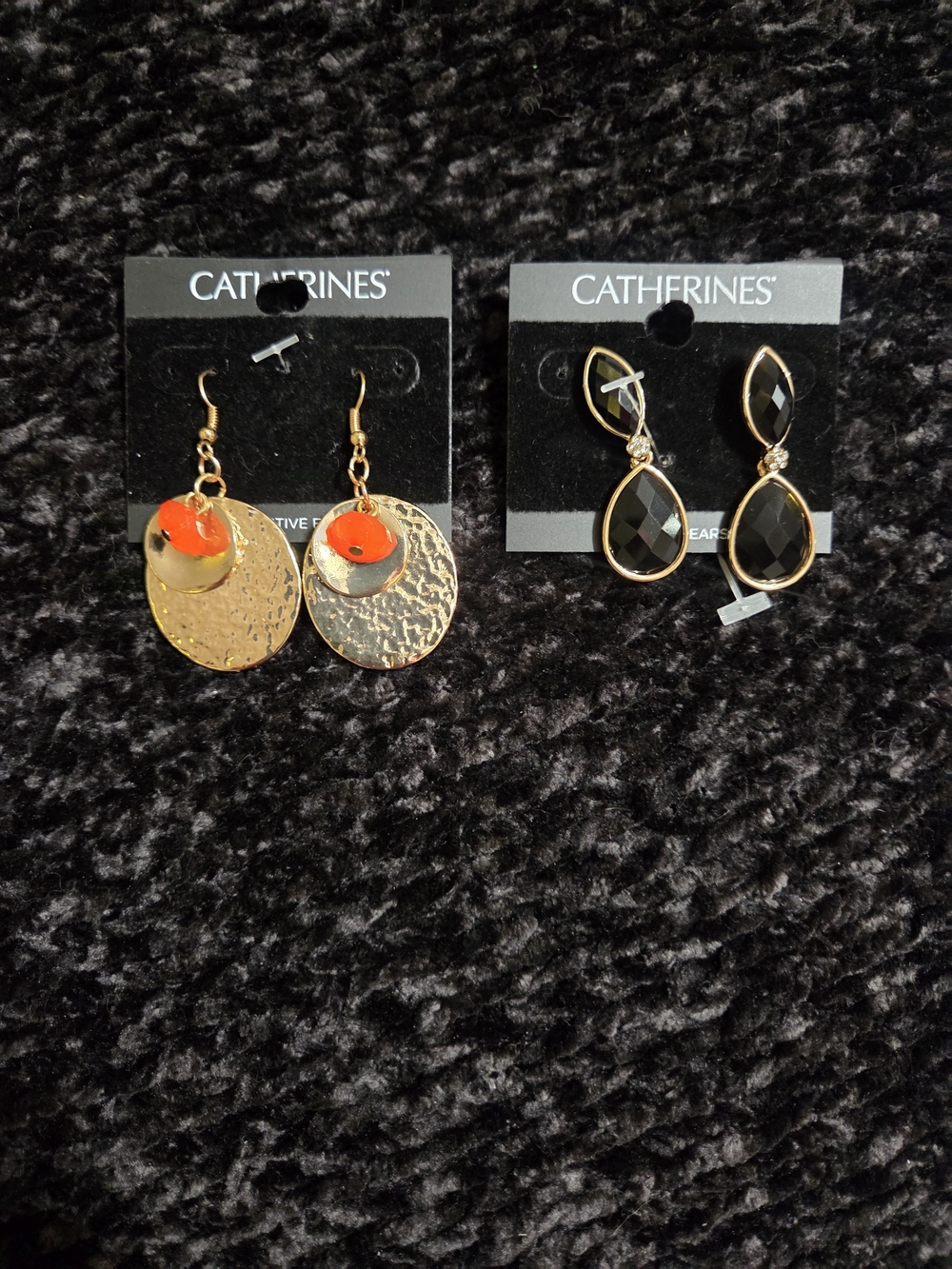 Catherines Gold, Black and Orange Earring Duo